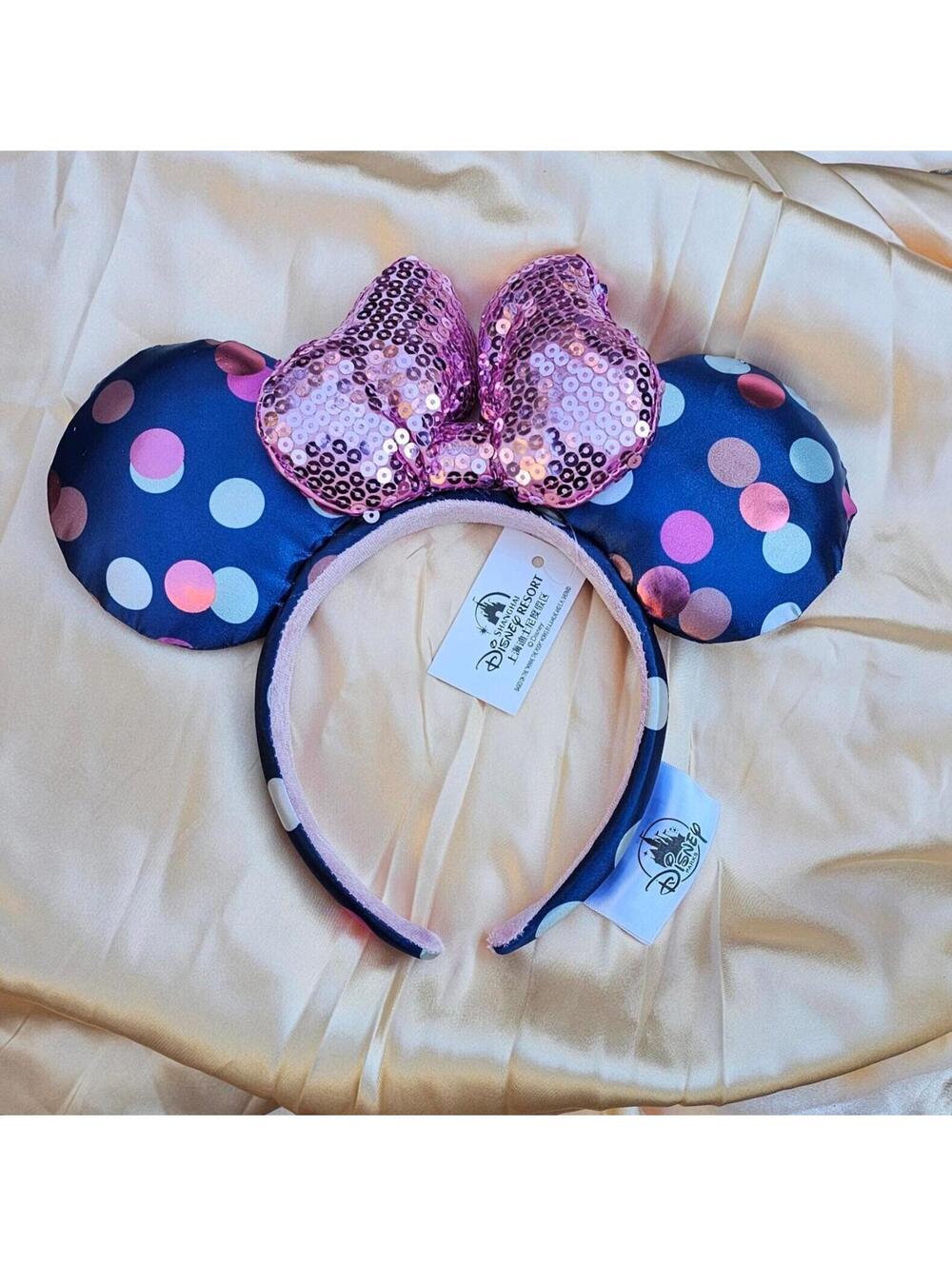 Unique Minnie Ears   Pink Sequin Headband Blue